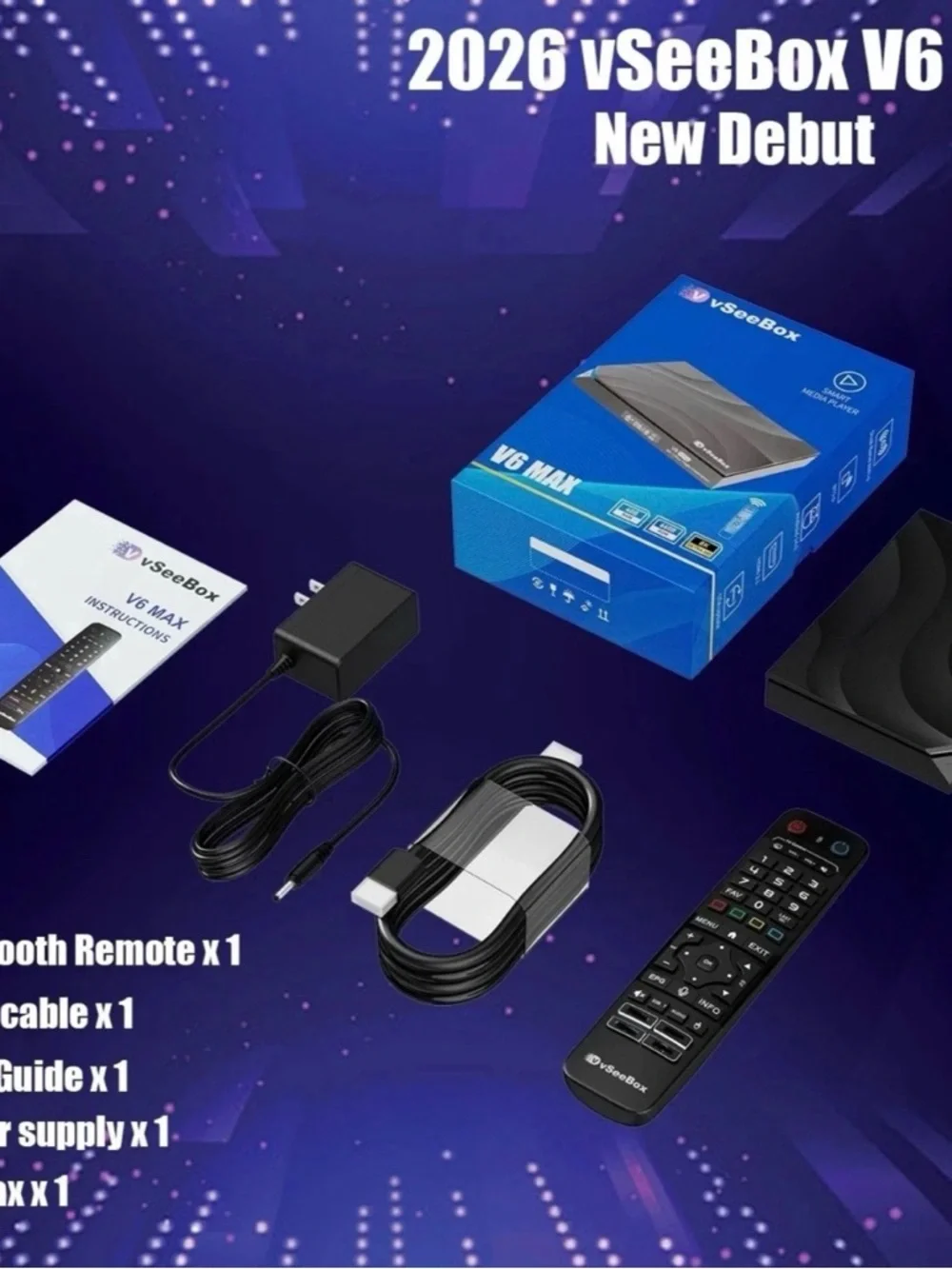 Vseebox V6 Max Black Media Streaming Player - Picture 1 of 2